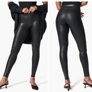 SPANX Shiny Black Faux-Leather Leggings